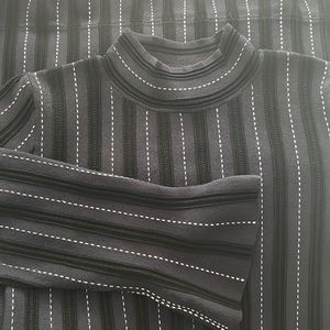 Ann Taylor sweater dress - black/navy & white dotted stripes